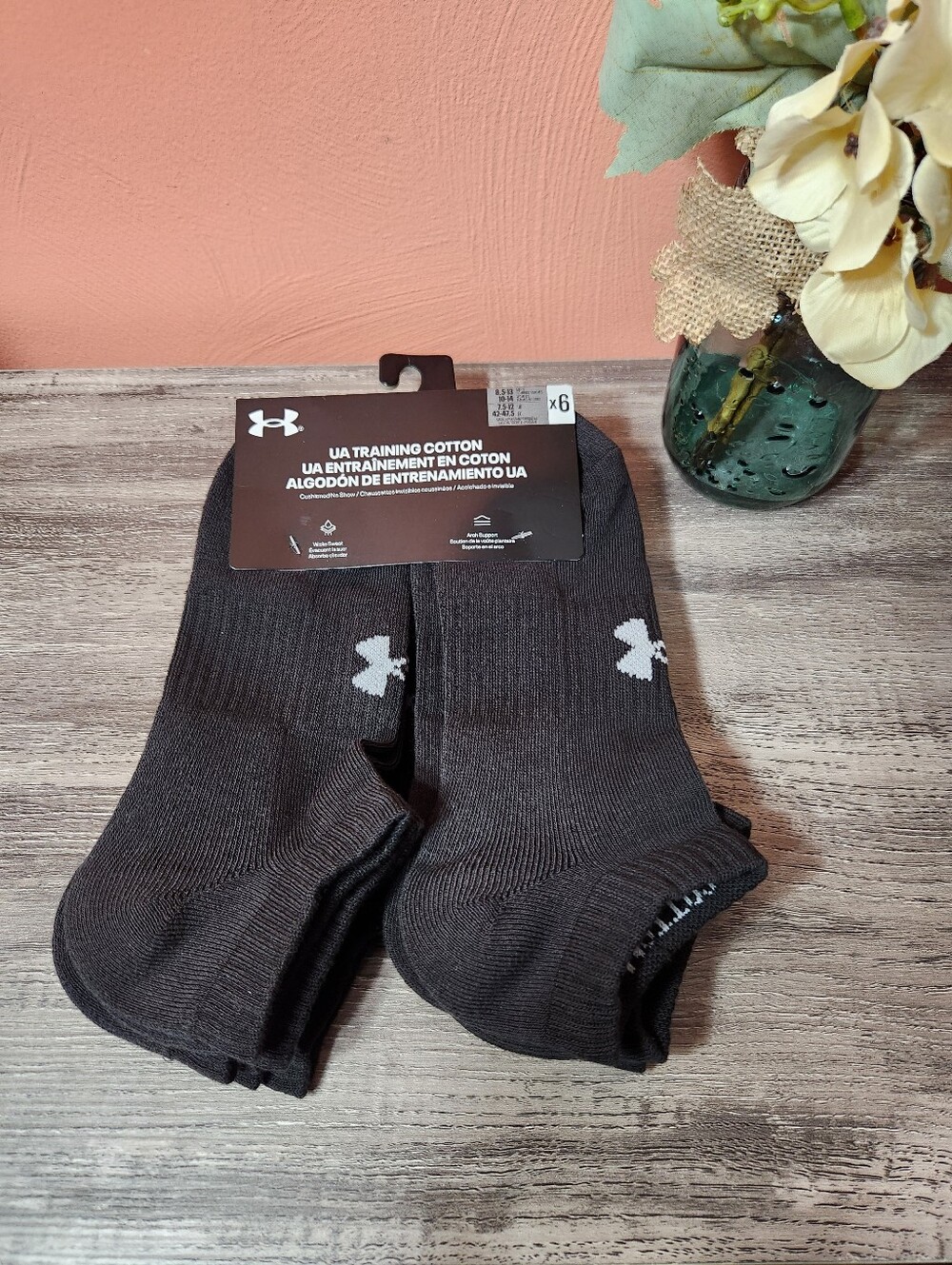 NWT Under Armour UA Unisex Training Cotton Cushioned No Show Socks